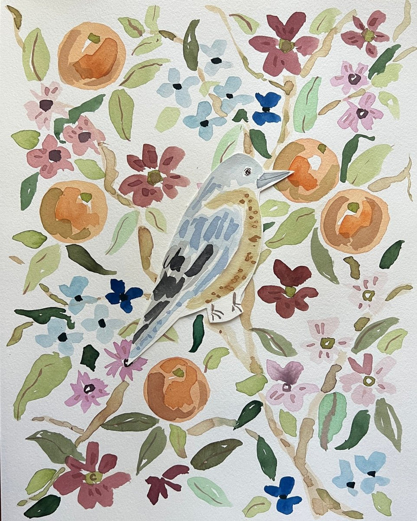Bluebird Citrus | 14" h x 11" w | Original - Liza Pruitt