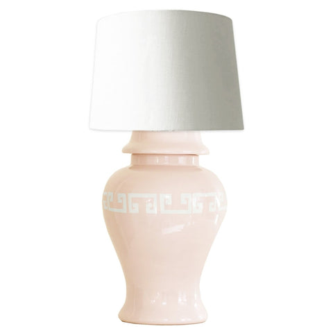 Blush Greek Key Ginger Jar Lamp - Liza Pruitt