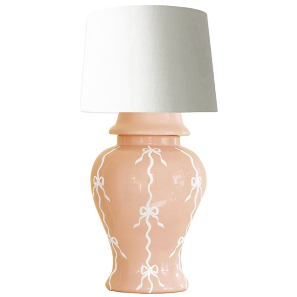 Bow Stripe Ginger Jar Lamp in Coral - Liza Pruitt