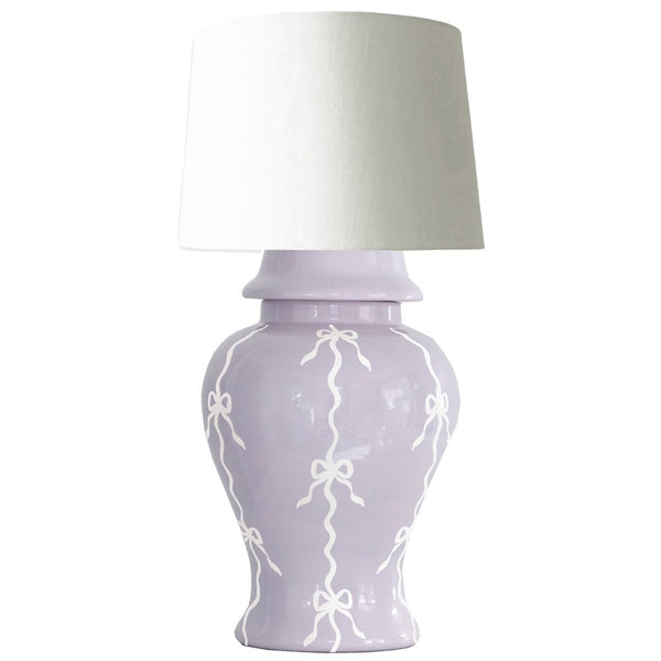 Bow Stripe Ginger Jar Lamp in Light Lavender - Liza Pruitt