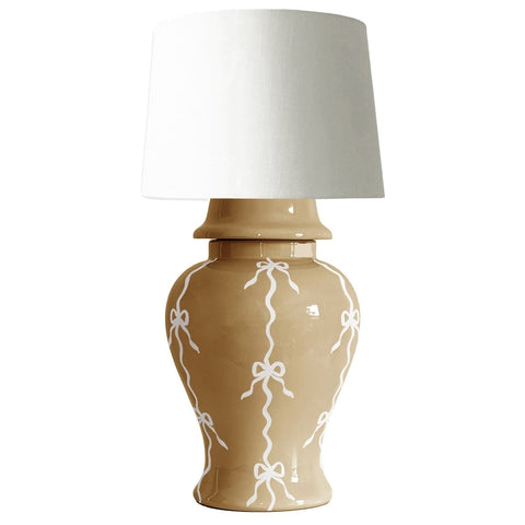 Bow Stripe Ginger Jar Lamp in Sand - Liza Pruitt