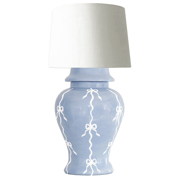 Bow Stripe Ginger Jar Lamp in Serenity Blue - Liza Pruitt