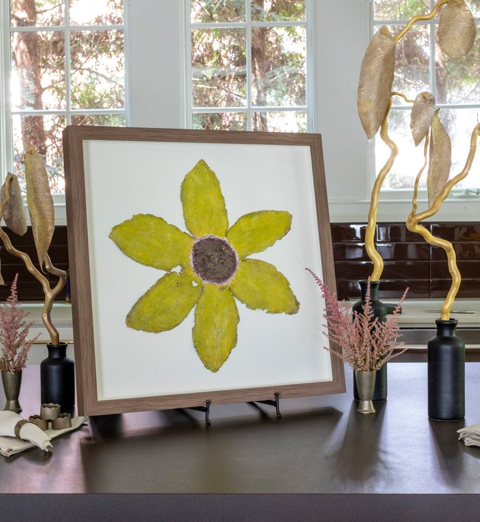 Chartreuse Summer Flower I | 22" h x 22" w | Framed - Liza Pruitt