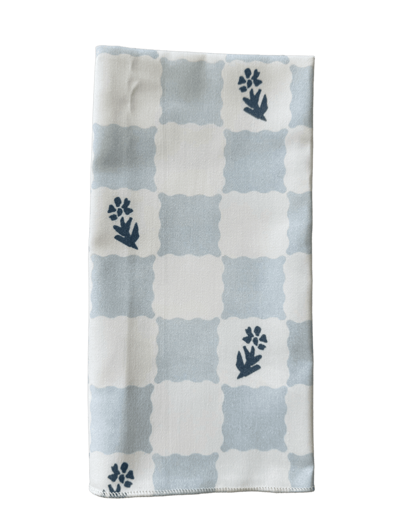 Check Fleur Dinner Napkin in Blue - Liza Pruitt