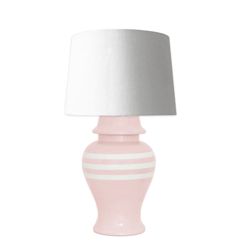 Cherry Blossom Pink Striped Ginger Jar Lamp - Liza Pruitt
