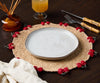 Cherry Scalloped Edge Placemat – 14” Hand - Crocheted Raffia – Artisan Summer Table Decor – Coastal & Boho Dining - Liza Pruitt