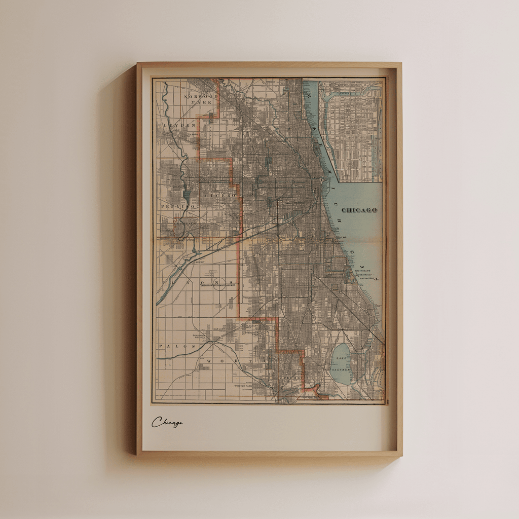 Chicago, Illinois - Vintage Map - Liza Pruitt