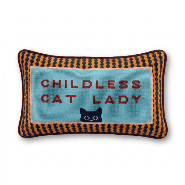 Childless Cat Lady Needlepoint Pillow - Liza Pruitt