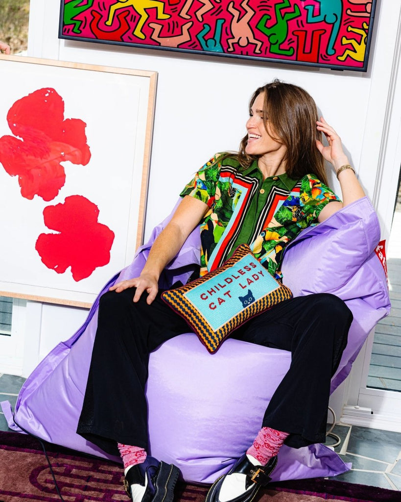Childless Cat Lady Needlepoint Pillow - Liza Pruitt