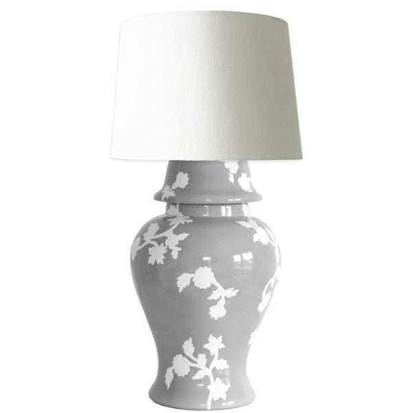 Chinoiserie Dreams Ginger Jar Lamp in Light Gray - Liza Pruitt