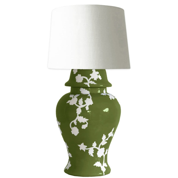 Chinoiserie Dreams Ginger Jar Lamp in Moss Green - Liza Pruitt