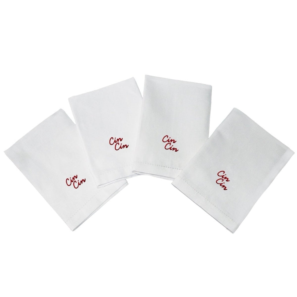 'Cin Cin' Linen-Cotton Hemstitch Dinner Napkins, Set of 4 - Liza Pruitt