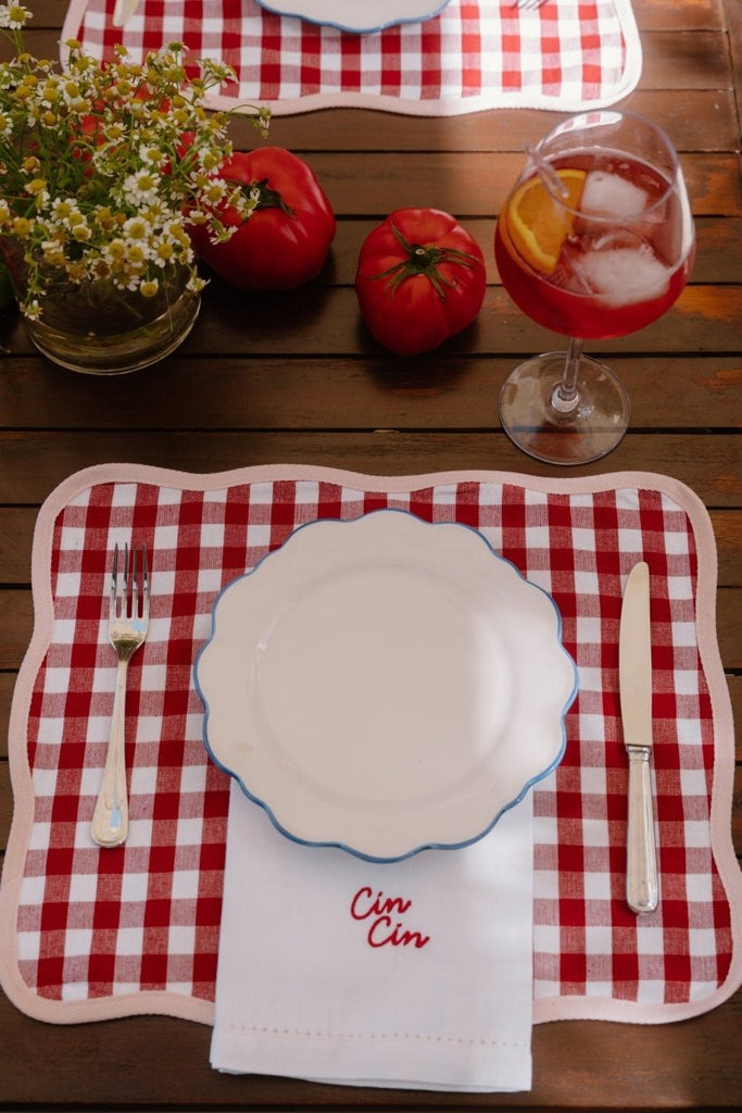 'Cin Cin' Linen-Cotton Hemstitch Dinner Napkins, Set of 4 - Liza Pruitt