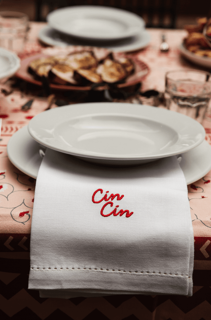 'Cin Cin' Linen-Cotton Hemstitch Dinner Napkins, Set of 4 - Liza Pruitt