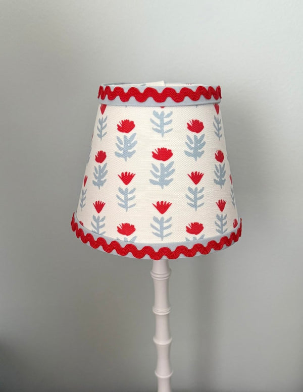 Claire Poppy with Red Ric Rac - Lampshade for Cordless Lamps - Liza Pruitt