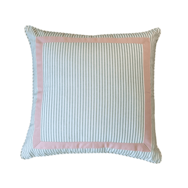 Classic Ticking with Solid Mitered Square Box Pillow Cover - Liza Pruitt