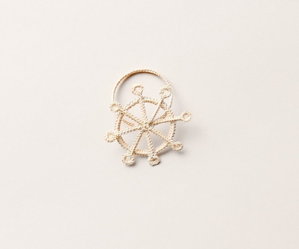 Coastal Ship Wheel Napkin Ring – 2.5” Handwoven Iraca Palm – Nautical Table Decor from Colombia - Liza Pruitt