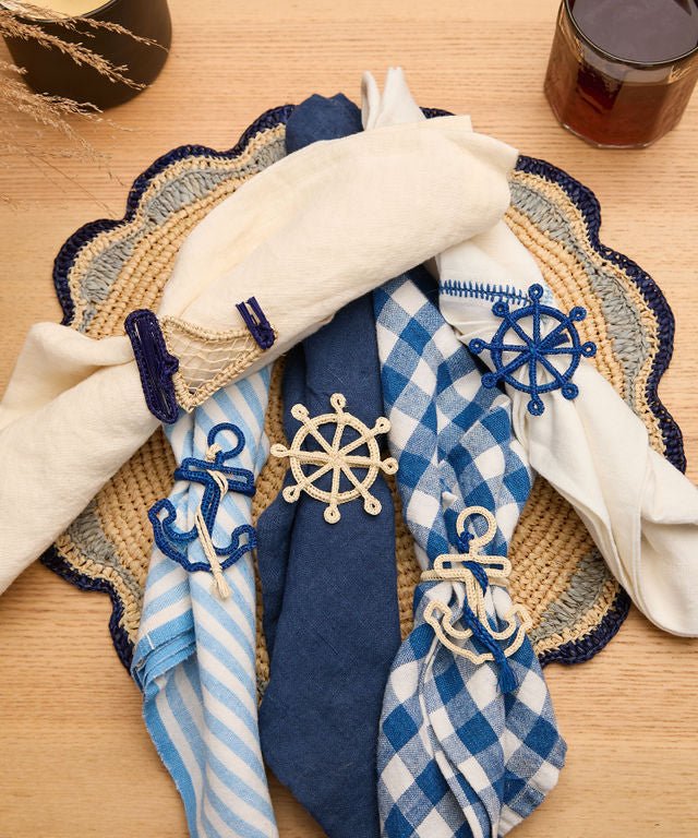 Coastal Ship Wheel Napkin Ring – 2.5” Handwoven Iraca Palm – Nautical Table Decor from Colombia - Liza Pruitt