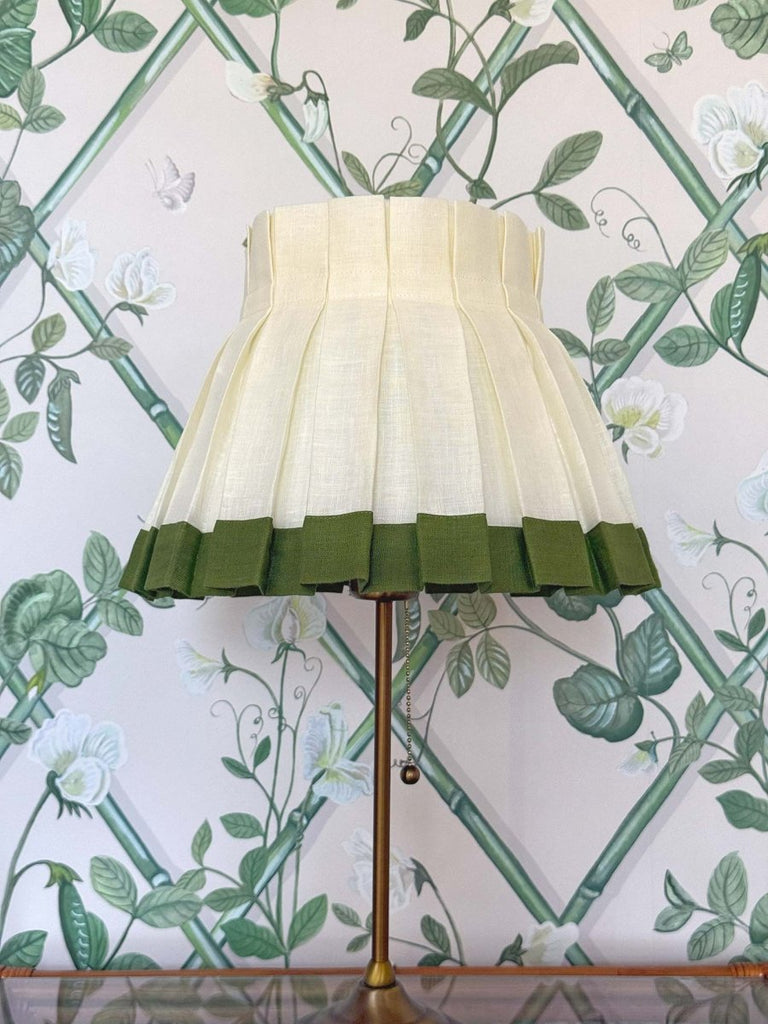 COLORBLOCK BOX PLEAT LAMPSHADE | IVORY/FOREST - Liza Pruitt