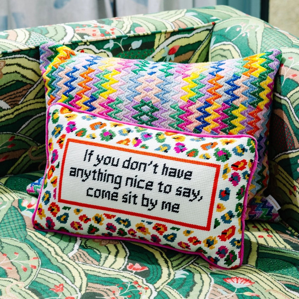 Come Sit By Me Needlepoint Pillow - Liza Pruitt