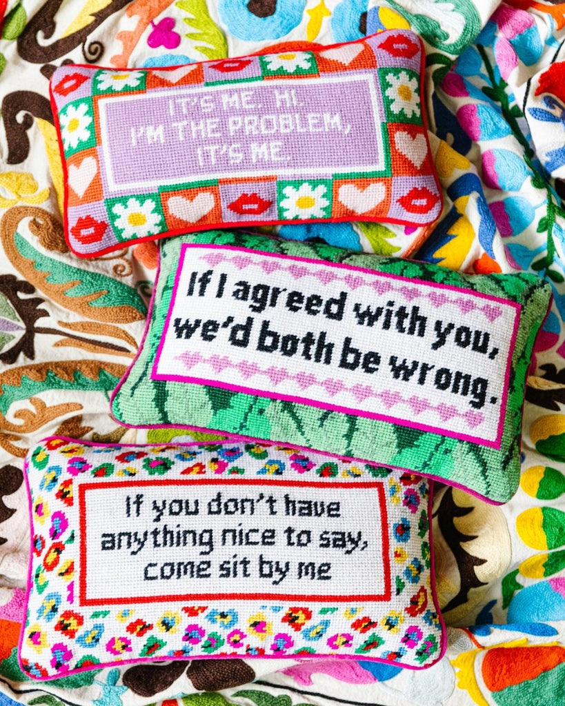 Come Sit By Me Needlepoint Pillow - Liza Pruitt