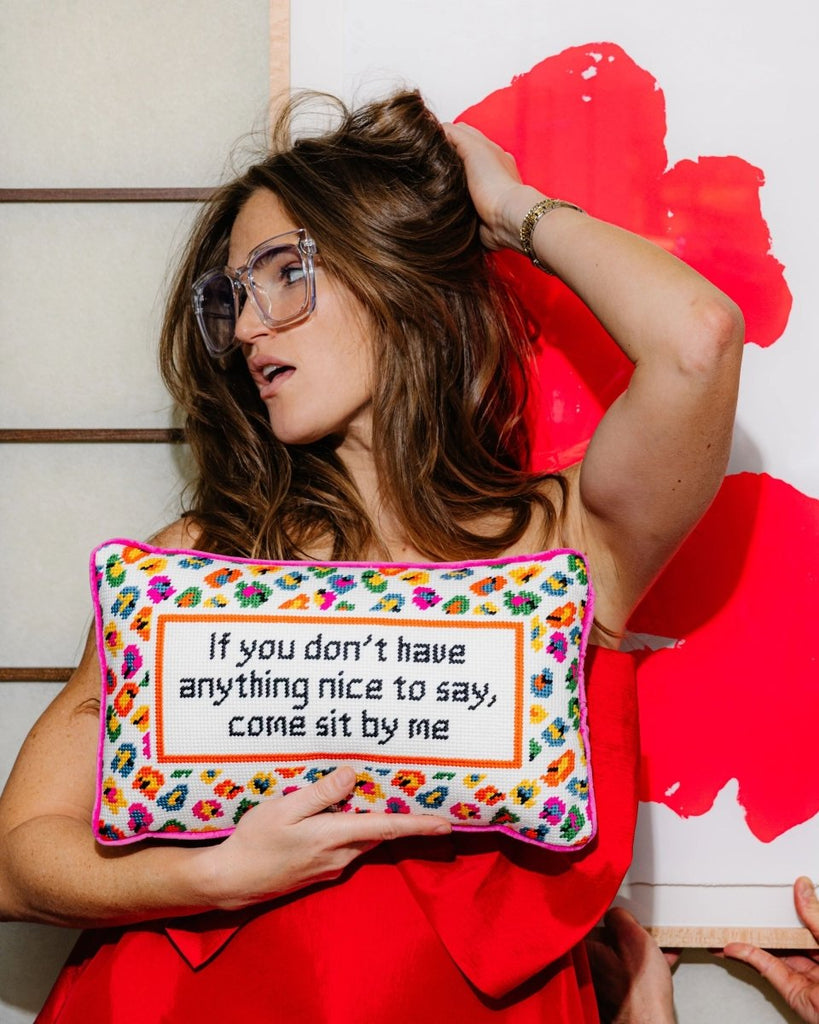 Come Sit By Me Needlepoint Pillow - Liza Pruitt