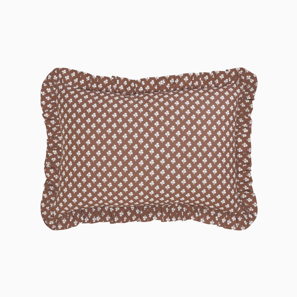 Constance Chocolate Ruffled Lumbar Pillow - Liza Pruitt