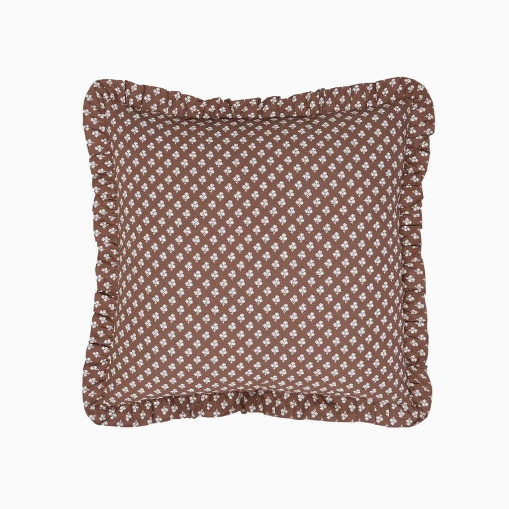 Constance Chocolate Ruffled Throw Pillow - Liza Pruitt