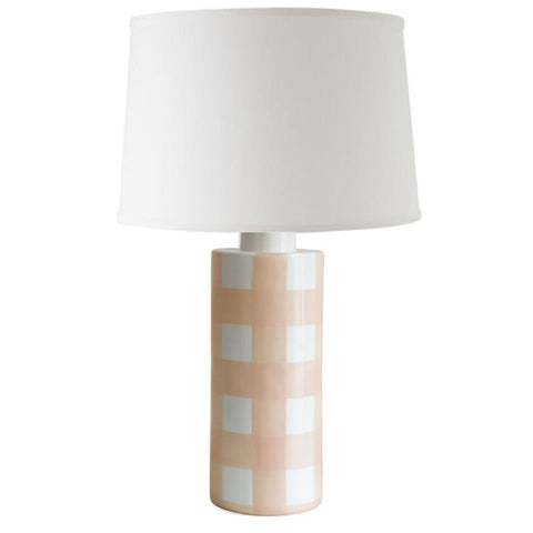 Coral Gingham Column Lamp - Liza Pruitt