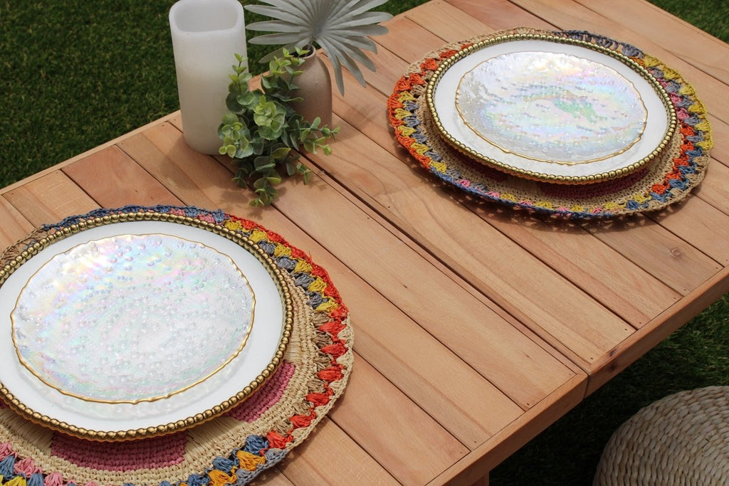 Daisy Raffia Placemat, Colorful Woven tabletop - Liza Pruitt
