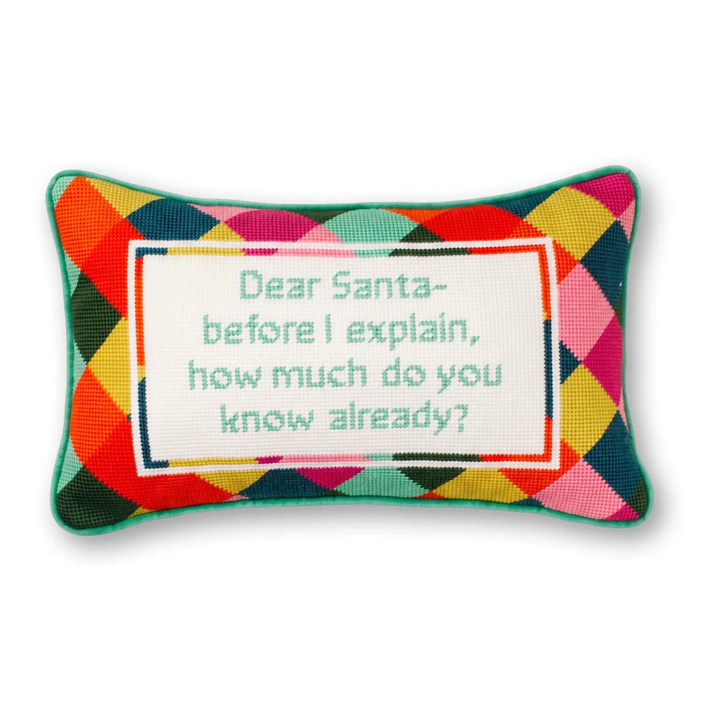 Dear Santa Needlepoint Pillow - Liza Pruitt