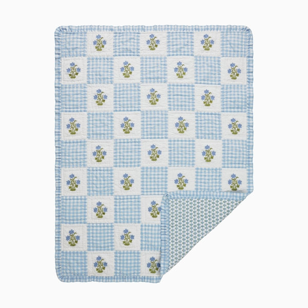 Dorothy Blue Embroidered Quilted Throw Blanket - Liza Pruitt