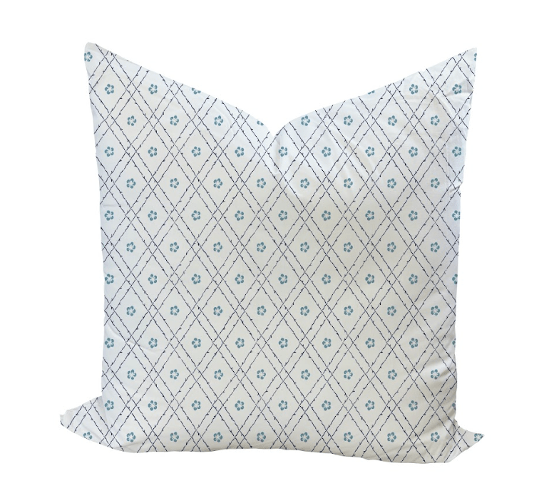 Emily Pillow Cover in Cobalt & Dark Aqua - Liza Pruitt