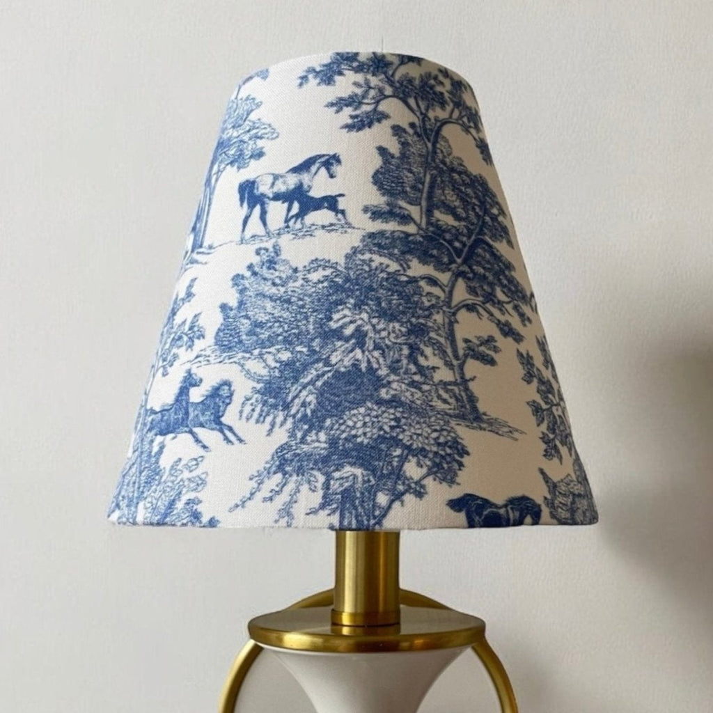 Equestrian Toile Sconce Shade in Blue - Liza Pruitt