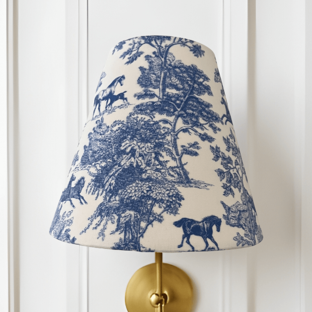 Equestrian Toile Sconce Shade in Blue - Liza Pruitt