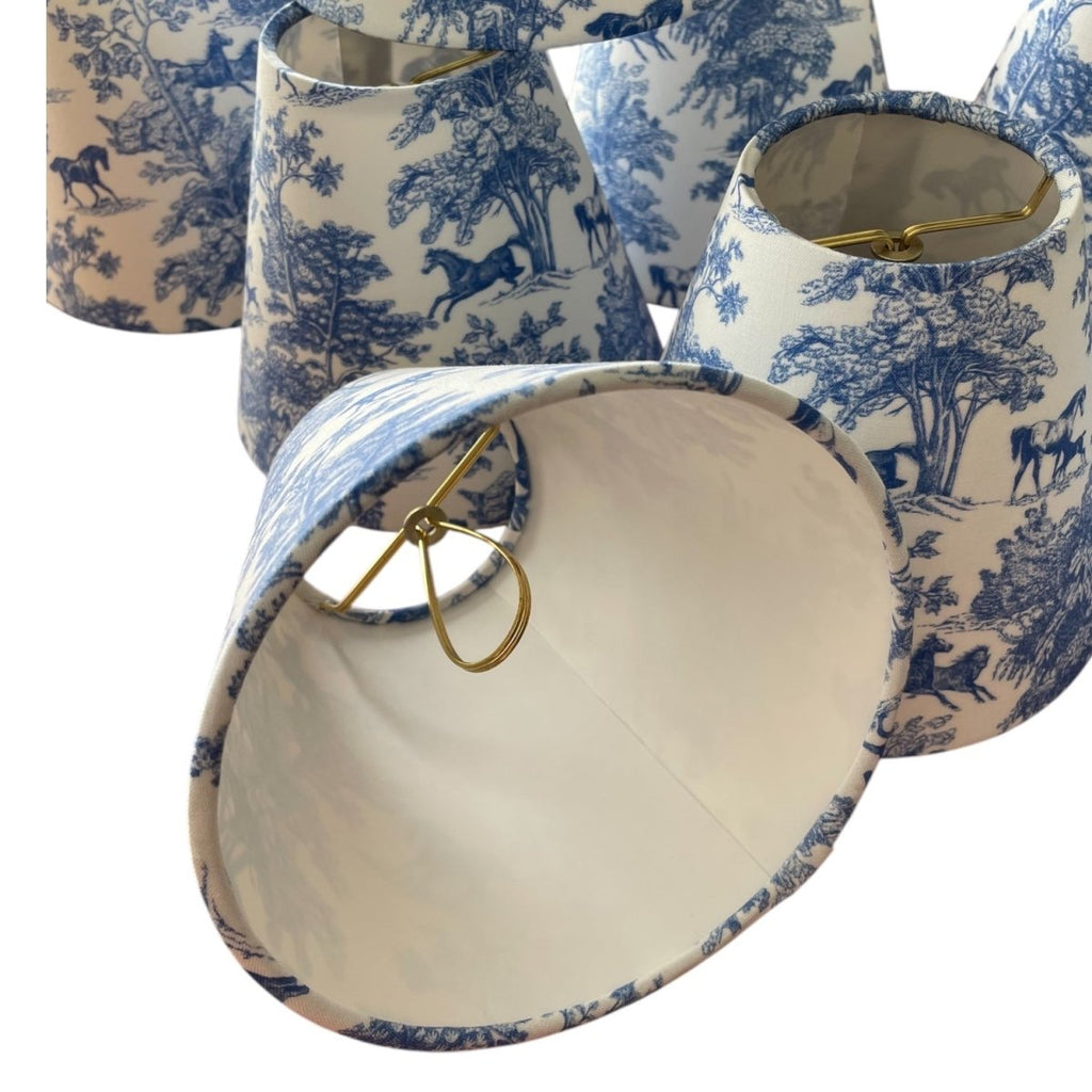 Equestrian Toile Sconce Shade in Blue - Liza Pruitt