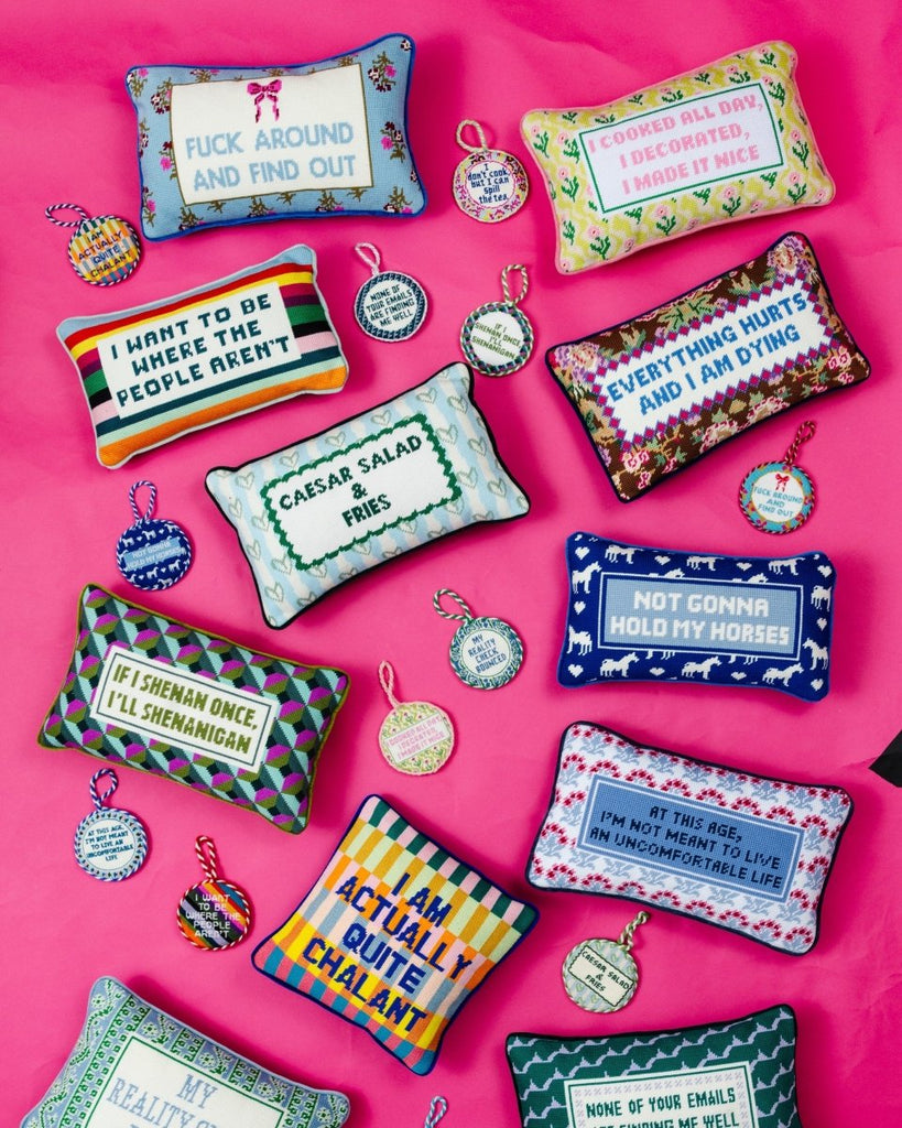 Everything Hurts Needlepoint Pillow - Liza Pruitt
