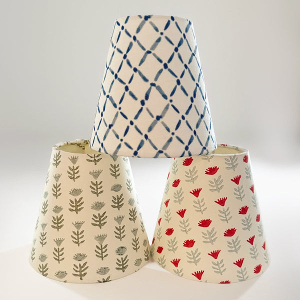 Fabric Candle Clip Lampshade - Blue Petite Lottie - for Sconce or Chandelier - Liza Pruitt