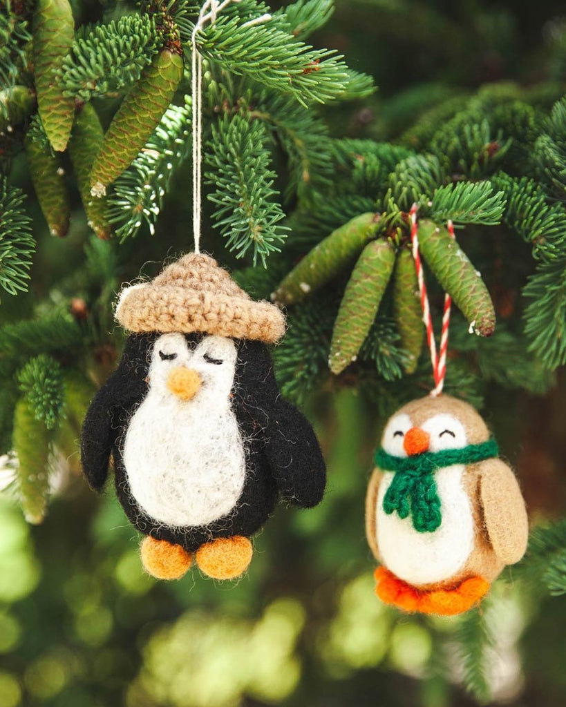 Felted Festive Penguin Ornament - Liza Pruitt