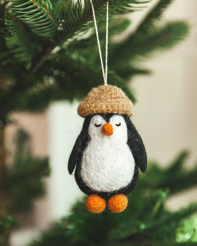 Felted Festive Penguin Ornament - Liza Pruitt