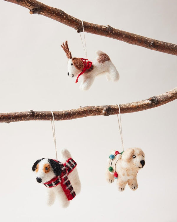 Felted Festive Pup Ornament - Liza Pruitt