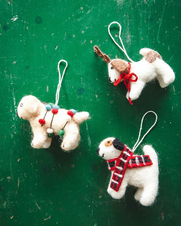 Felted Festive Pup Ornament - Liza Pruitt