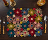 Fleur Raffia placemat, Multicolor Flowers woven tabletop - Liza Pruitt