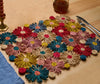Fleur Raffia placemat, Multicolor Flowers woven tabletop - Liza Pruitt