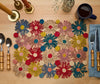 Fleur Raffia placemat, Multicolor Flowers woven tabletop - Liza Pruitt