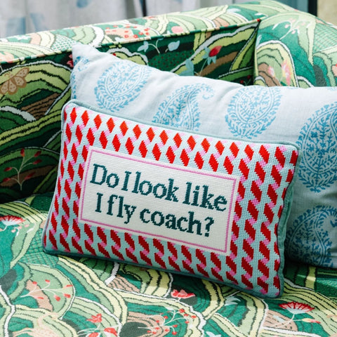 Fly Coach Needlepoint Pillow - Liza Pruitt