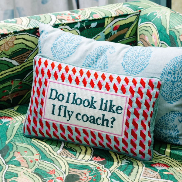 Fly Coach Needlepoint Pillow - Liza Pruitt
