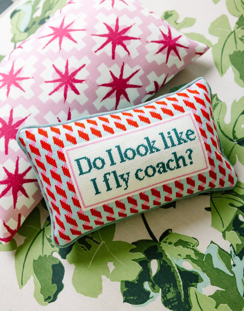Fly Coach Needlepoint Pillow - Liza Pruitt