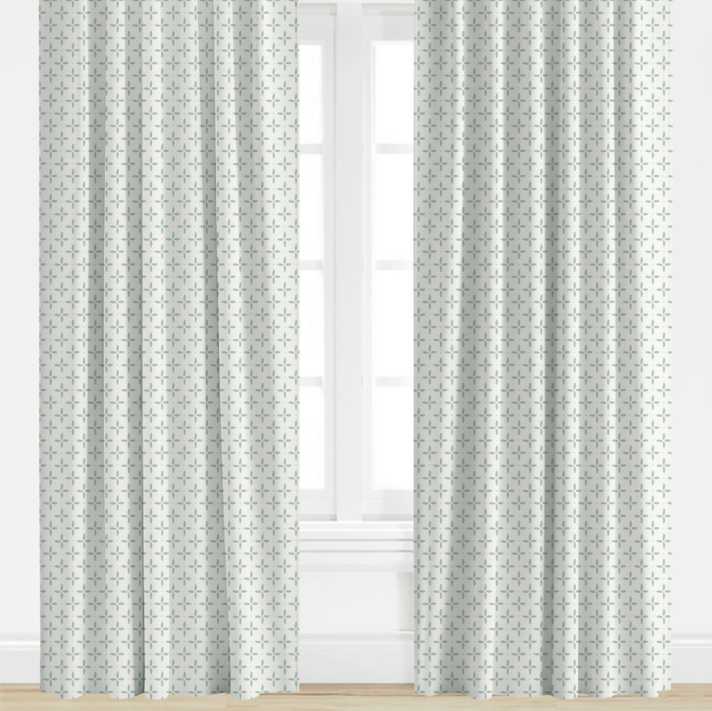 Folly Star in Seafoam Drapery Panel (with or w/out ribbon tape) - Liza Pruitt