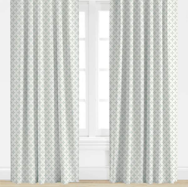 Folly Star in Seafoam Drapery Panel (with or w/out ribbon tape) - Liza Pruitt